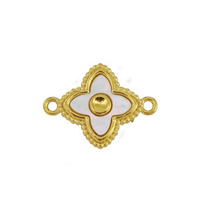 Bedel van Stainless steel Roestvrij staal (RVS) connector shell clover Gold-white (natuurlijke kleur)