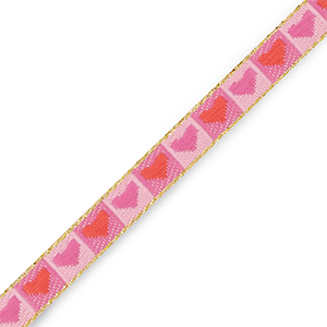Tekstlint hearts Pink-red-gold