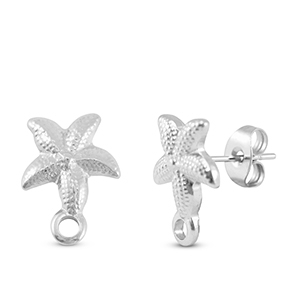 Benodigdheden van Stainless steel Roestvrij staal (RVS) oorbellen / oorsteker starfish with loop Silver