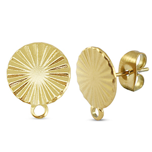 Benodigdheden van Stainless steel Roestvrij staal (RVS) oorbellen / oorsteker round with loop Gold