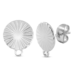 Benodigdheden van Stainless steel Roestvrij staal (RVS) oorbellen / oorsteker round with loop Silver
