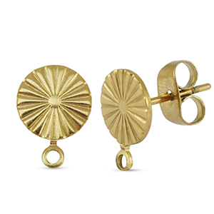 Benodigdheden van Stainless steel Roestvrij staal (RVS) oorbellen / oorsteker round with loop Gold