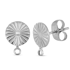 Benodigdheden van Stainless steel Roestvrij staal (RVS) oorbellen / oorsteker round with loop Silver