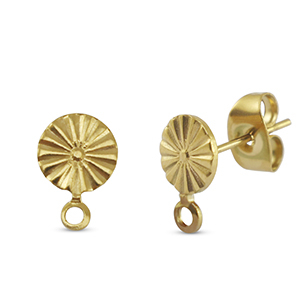 Benodigdheden van Stainless steel Roestvrij staal (RVS) oorbellen / oorsteker round with loop Gold