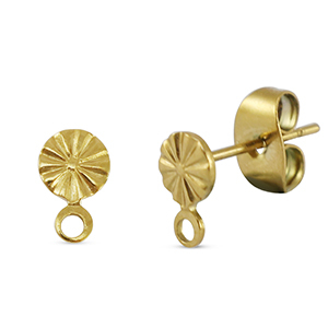 Benodigdheden van Stainless steel Roestvrij staal (RVS) oorbellen / oorsteker round with loop Gold