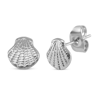 Oorbellen / oorstekers van Stainless steel Roestvrij staal (RVS) shell Silver
