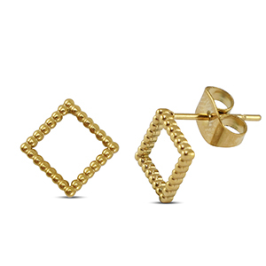 Oorbellen / oorstekers van Stainless steel Roestvrij staal (RVS) rhombus Gold