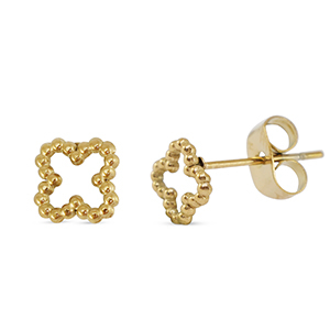 Oorbellen / oorstekers van Stainless steel Roestvrij staal (RVS) clover Gold