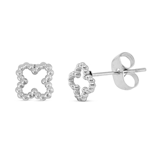 Oorbellen / oorstekers van Stainless steel Roestvrij staal (RVS) clover Silver