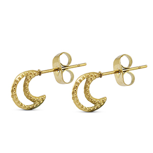 Oorbellen / oorstekers van Stainless steel Roestvrij staal (RVS) moon Gold