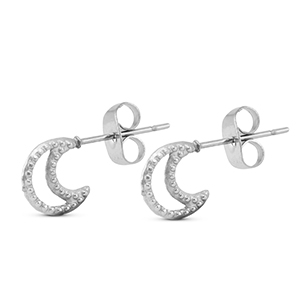 Oorbellen / oorstekers van Stainless steel Roestvrij staal (RVS) moon Silver