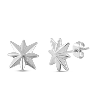 Oorbellen / oorstekers van Stainless steel Roestvrij staal (RVS) star Silver