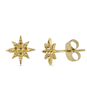 Oorbellen / oorstekers van Stainless steel Roestvrij staal (RVS) star Gold