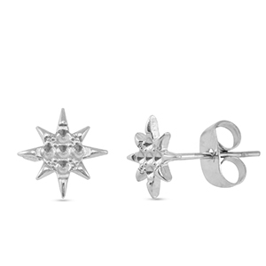 Oorbellen / oorstekers van Stainless steel Roestvrij staal (RVS) star Silver