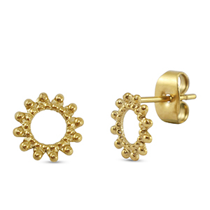Oorbellen / oorstekers van Stainless steel Roestvrij staal (RVS) flower Gold