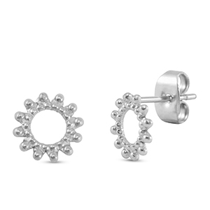 Oorbellen / oorstekers van Stainless steel Roestvrij staal (RVS) flower Silver