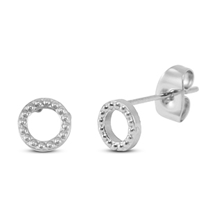 Oorbellen / oorstekers van Stainless steel Roestvrij staal (RVS) round Silver