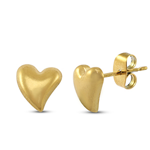 Oorbellen / oorstekers van Stainless steel Roestvrij staal (RVS) heart Gold