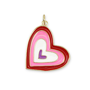 Brass TQ metaal bedels heart Gold-multicolor