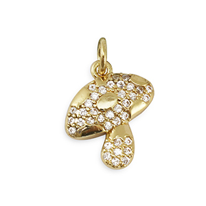 Brass TQ metaal bedels zirkonia mushroom Gold