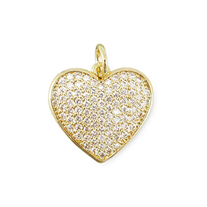 Brass TQ metaal bedels zirkonia heart Gold
