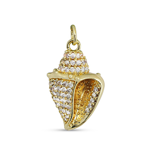 Brass TQ metaal bedels zirkonia shell Gold