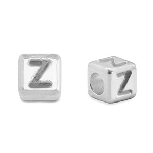 Metaal letterkralen DQ Z Antiek zilver (nikkelvrij)