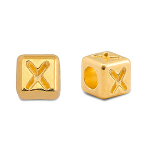 Metaal letterkralen DQ X Goud (nikkelvrij)