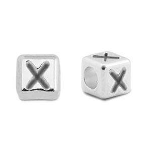 Metaal letterkralen DQ X Antiek zilver (nikkelvrij)