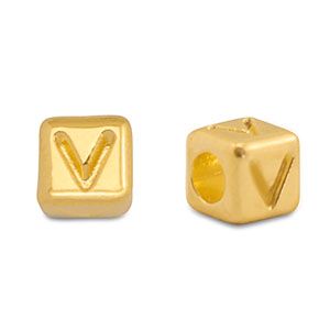 Metaal letterkralen DQ V Goud (nikkelvrij)