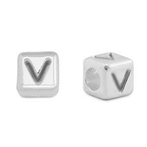 Metaal letterkralen DQ V Antiek zilver (nikkelvrij)