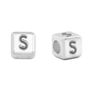 Metaal letterkralen DQ S Antiek zilver (nikkelvrij)