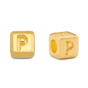 Metaal letterkralen DQ P Goud (nikkelvrij)