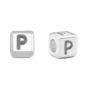 Metaal letterkralen DQ P Antiek zilver (nikkelvrij)