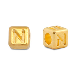 Metaal letterkralen DQ N Goud (nikkelvrij)