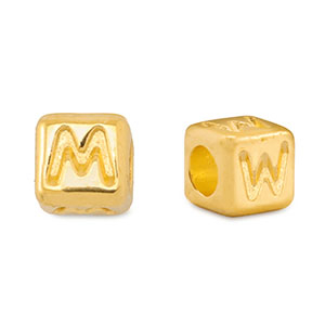 Metaal letterkralen DQ M/W Goud (nikkelvrij)