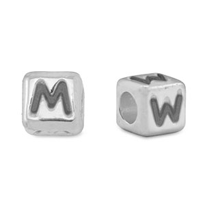 Metaal letterkralen DQ M/W Antiek zilver (nikkelvrij)