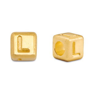 Metaal letterkralen DQ L Goud (nikkelvrij)