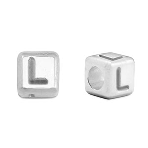 Metaal letterkralen DQ L Antiek zilver (nikkelvrij)