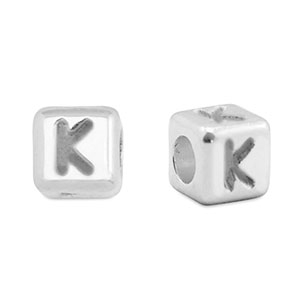 Metaal letterkralen DQ K Antiek zilver (nikkelvrij)