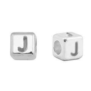 Metaal letterkralen DQ J Antiek zilver (nikkelvrij)