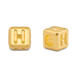 Metaal letterkralen DQ H Goud (nikkelvrij)