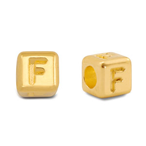Metaal letterkralen DQ F Goud (nikkelvrij)