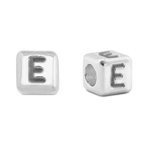 Metaal letterkralen DQ E Antiek zilver (nikkelvrij)
