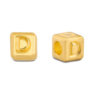 Metaal letterkralen DQ D Goud (nikkelvrij)