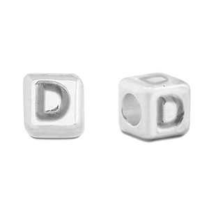 Metaal letterkralen DQ D Antiek zilver (nikkelvrij)