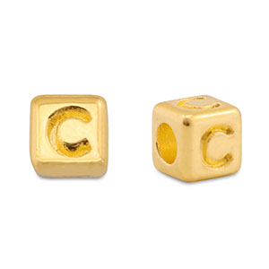 Metaal letterkralen DQ C Goud (nikkelvrij)