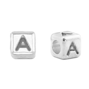 Metaal letterkralen DQ A Antiek zilver (nikkelvrij)
