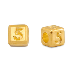 Metaal letterkralen DQ 5 Goud (nikkelvrij)