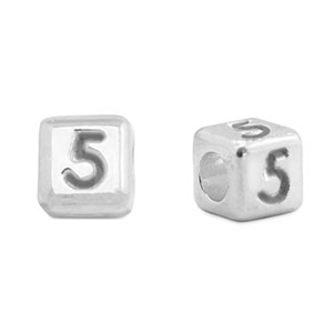 Metaal letterkralen DQ 5 Antiek zilver (nikkelvrij)